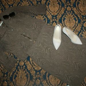 /SOLD/Brown Tiger Print Skirt and Blazer Set